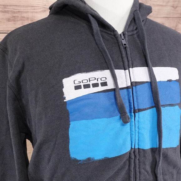 GoPro Hoodie Mens Large Full Zip Sweatshirt Made USA Graphic Pullover - Picture 2 of 9